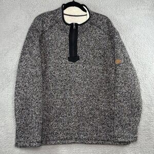 Orvis Men's Grey Sherpa Lined 1/4 Quarter Zip Pullover Sweater Fleece XXL 2XL